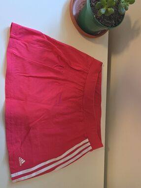 adidas Bright Pink Athletic Skort with White Stripes